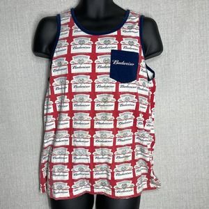 Budweiser Men Sleeveless Tank Round Neck  M Red